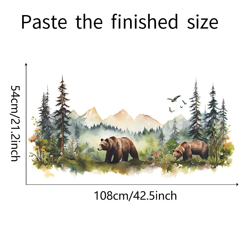 Cartoon Wall Stickers Animal Brown Bear Dream Forest Living Room Background Wall Landscaping Home Bedroom Decorative Wall Decals