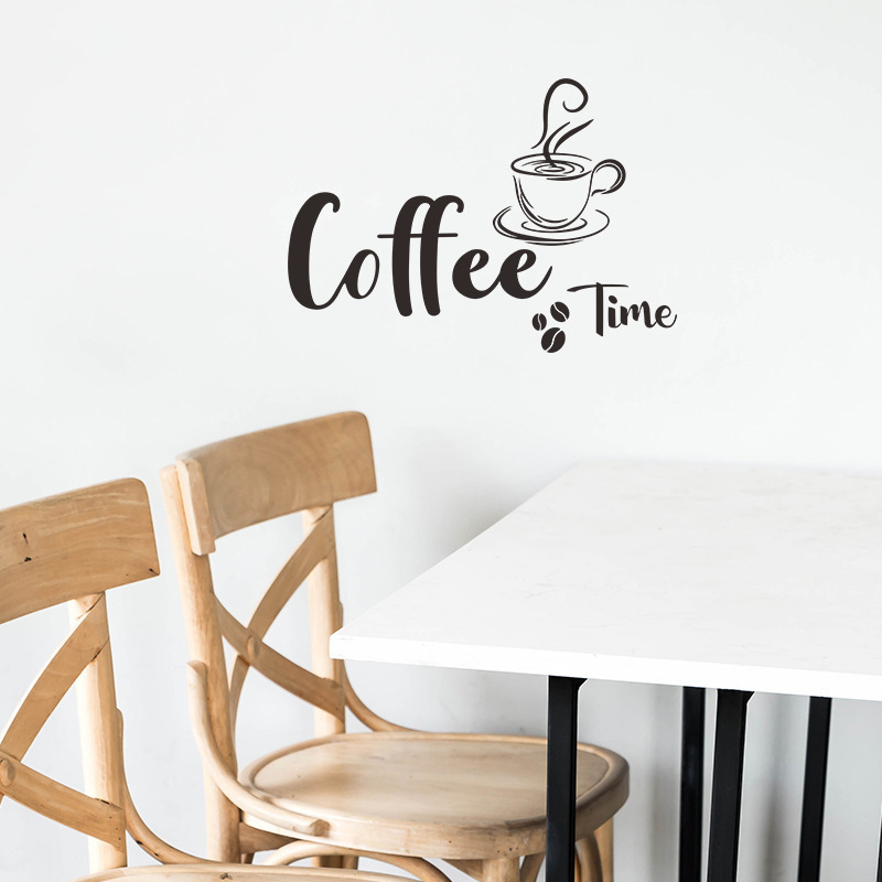 Creative Coffee Time English Slogan Kitchen Cafe Wall Stickers Background Wall Decoration Beautifying Wall Decals