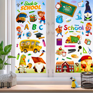 Removable static glass window stickers decorative home kids room cartoon pvc wall cling sticker decal