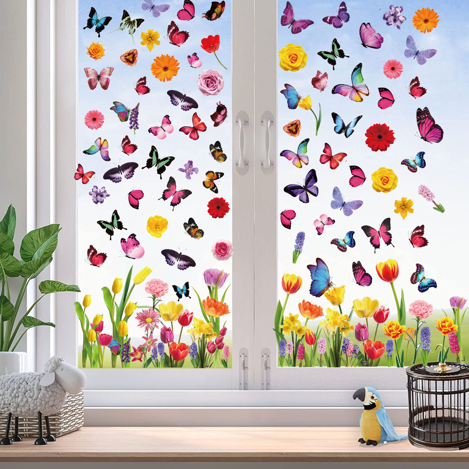 2024 new Spring  flower window stickers butterfly window clings