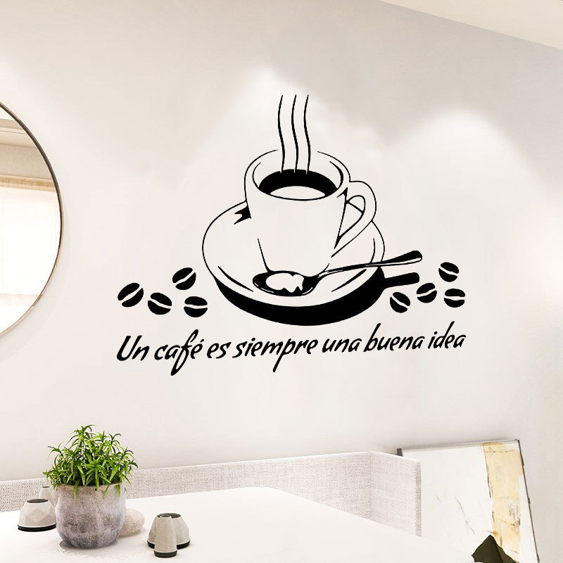 Coffee Cup Wall Stickers Creative Kitchen Dining Room Background Wall Decoration Self-adhesive Wall Decals