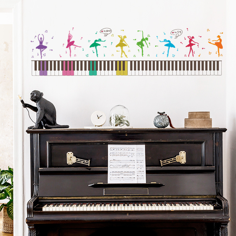 Piano Musical Note Wall Stickers Girls Living Room Background Wall Decoration Bedroom Wall Decal