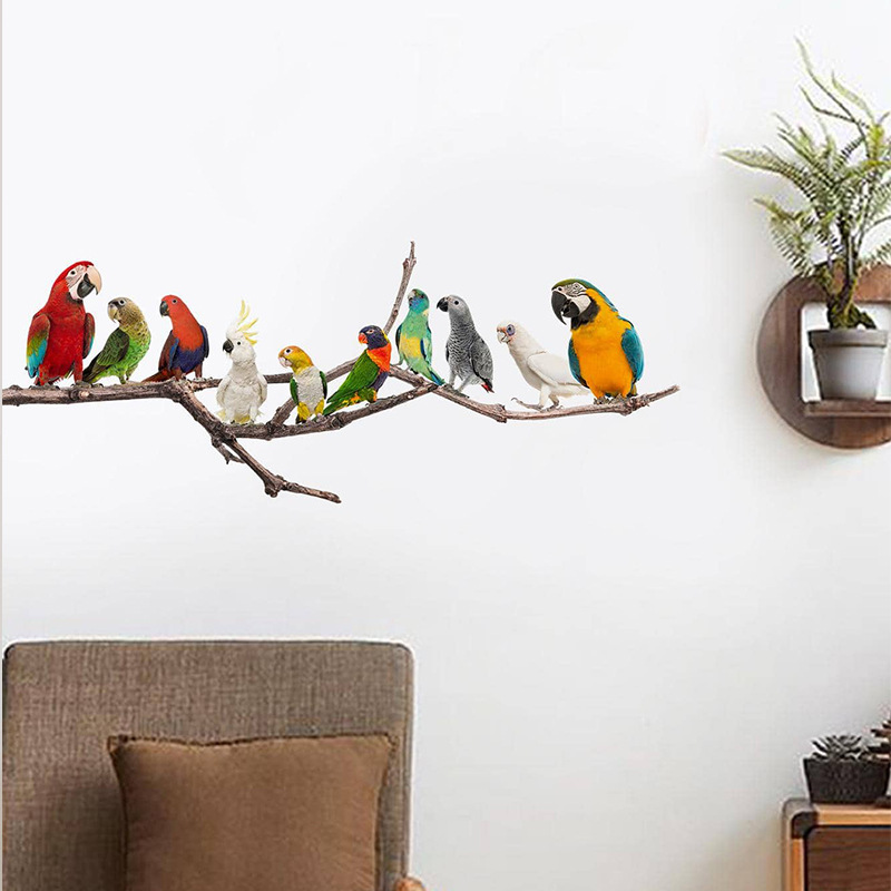 Wall Stickers Cartoon Branch Bird Combination Living Room TV Background Wall Landscaping Decorative Wall Decals