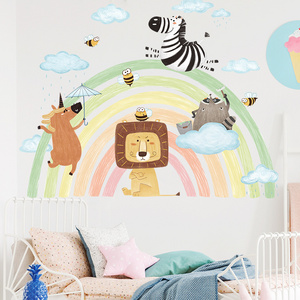 Cute Rainbow Animal Stars Wall Sticker Nursery Removable Vinyl Wall Decals Kids Room Interior Home Decor