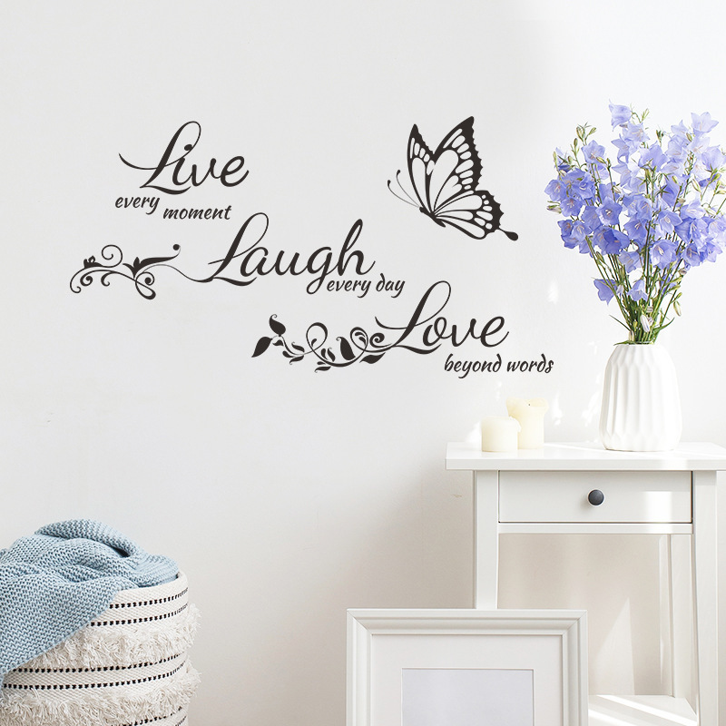 Personality English Letter Butterfly Wall Stickers Living Room Background Decoration Bedroom Wall Beautify Wall Decals