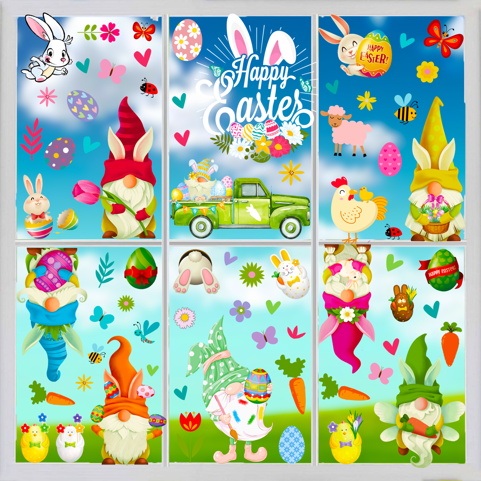 Decals happy easter window sticker cute eggs closet waterproof custom logo glass window cling stickers