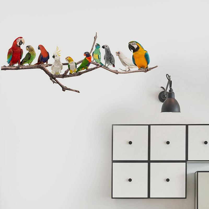 Wall Stickers Cartoon Branch Bird Combination Living Room TV Background Wall Landscaping Decorative Wall Decals