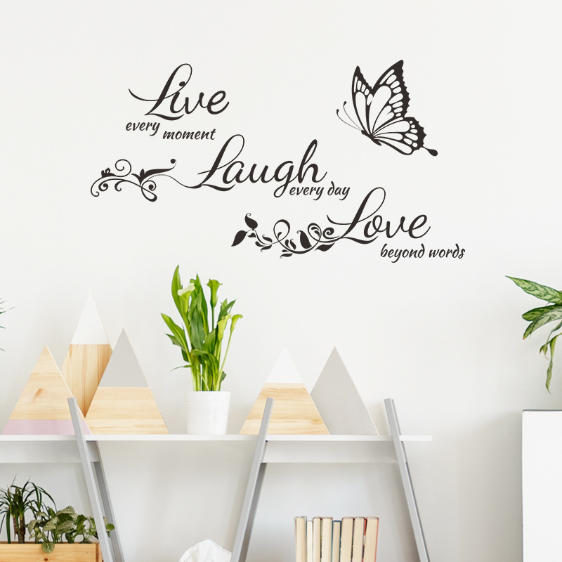 Personality English Letter Butterfly Wall Stickers Living Room Background Decoration Bedroom Wall Beautify Wall Decals