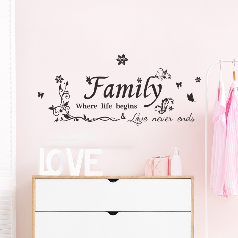 English Wall Stickers Living Room Bedroom Hallway Background Beautify Decorative Wall Decals Family