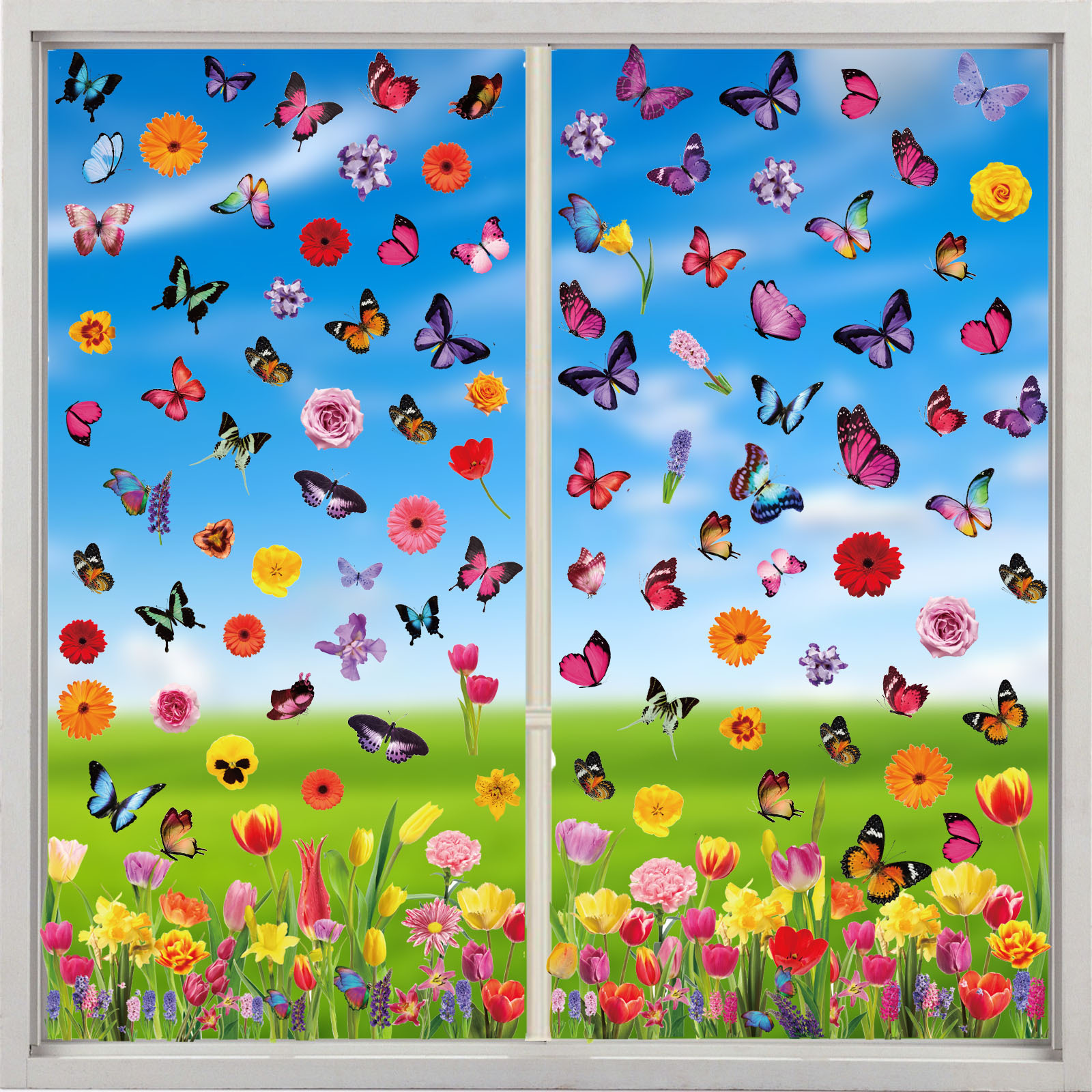 2024 new Spring  flower window stickers butterfly window clings