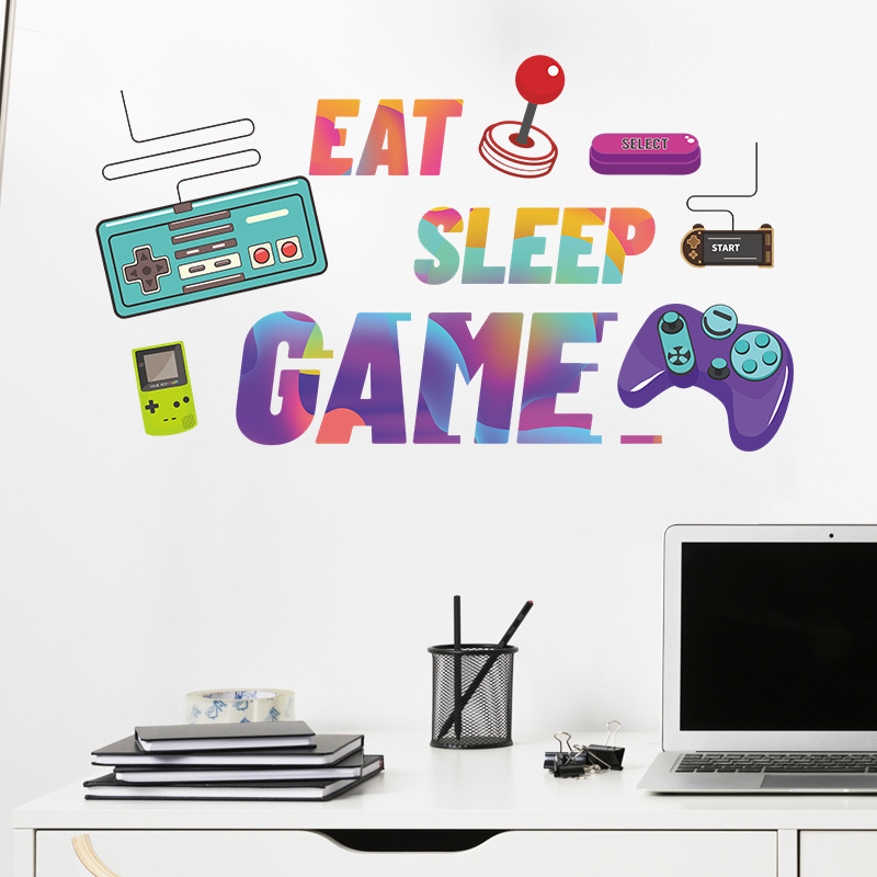 Creative Game Controllers Vinyl Wall Stickers Removable Art Decor Game Zone Loading Game Wall Stickers Peel & Stick Gamer Decals