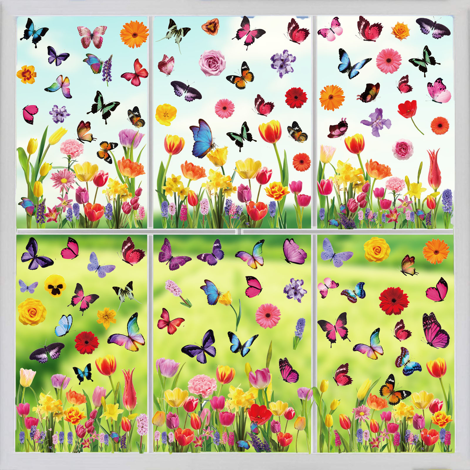 2024 new Spring  flower window stickers butterfly window clings