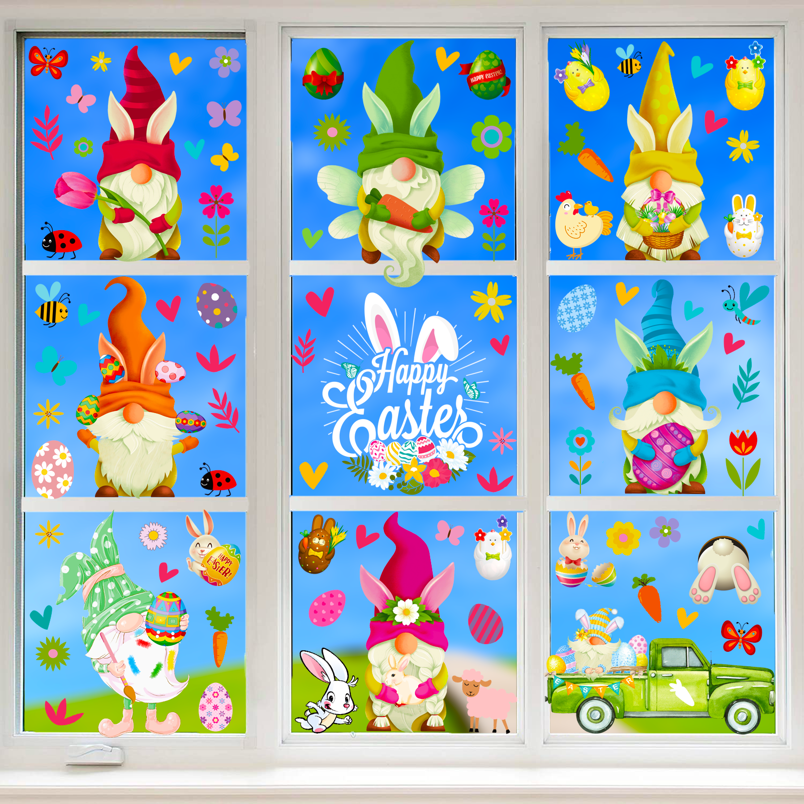 Decals happy easter window sticker cute eggs closet waterproof custom logo glass window cling stickers