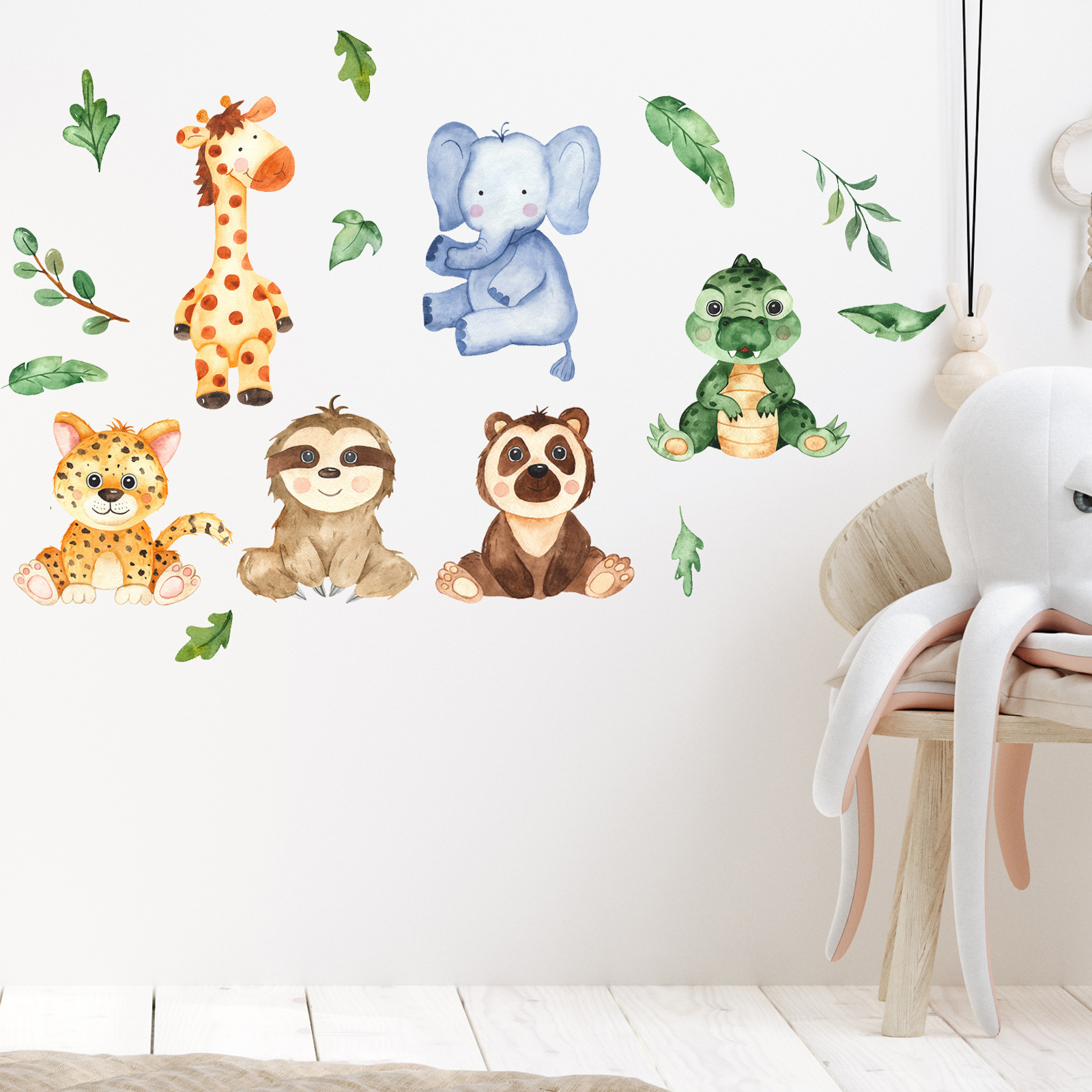 Animal Wall Stickers Giraffe Elephant CHILDREN'S Room Kindergarten Decorative Wall Decals