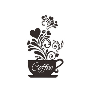 Coffee Cup Creative Carved Wall Stickers Kitchen Dining Room Self-adhesive Wall Decals