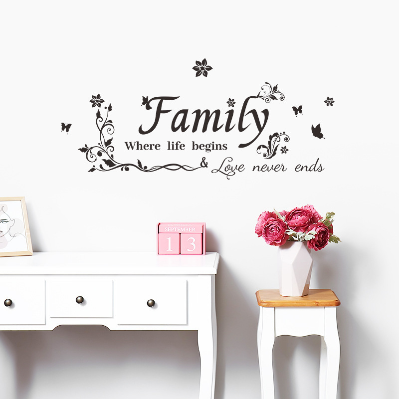 English Wall Stickers Living Room Bedroom Hallway Background Beautify Decorative Wall Decals Family