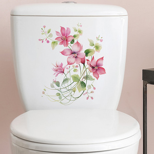 Painted Flowers and Leaves Wall Stickers Bathroom Toilet Stickers Decorative Beautification Home Improvement Wall Decals