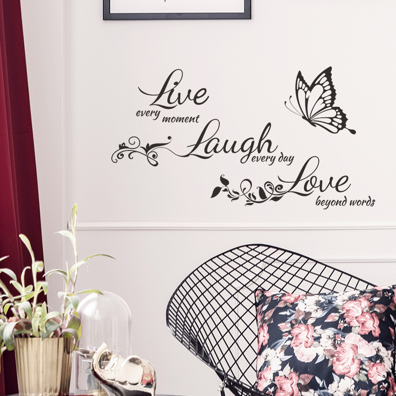 Personality English Letter Butterfly Wall Stickers Living Room Background Decoration Bedroom Wall Beautify Wall Decals