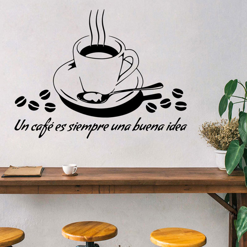 Coffee Cup Wall Stickers Creative Kitchen Dining Room Background Wall Decoration Self-adhesive Wall Decals