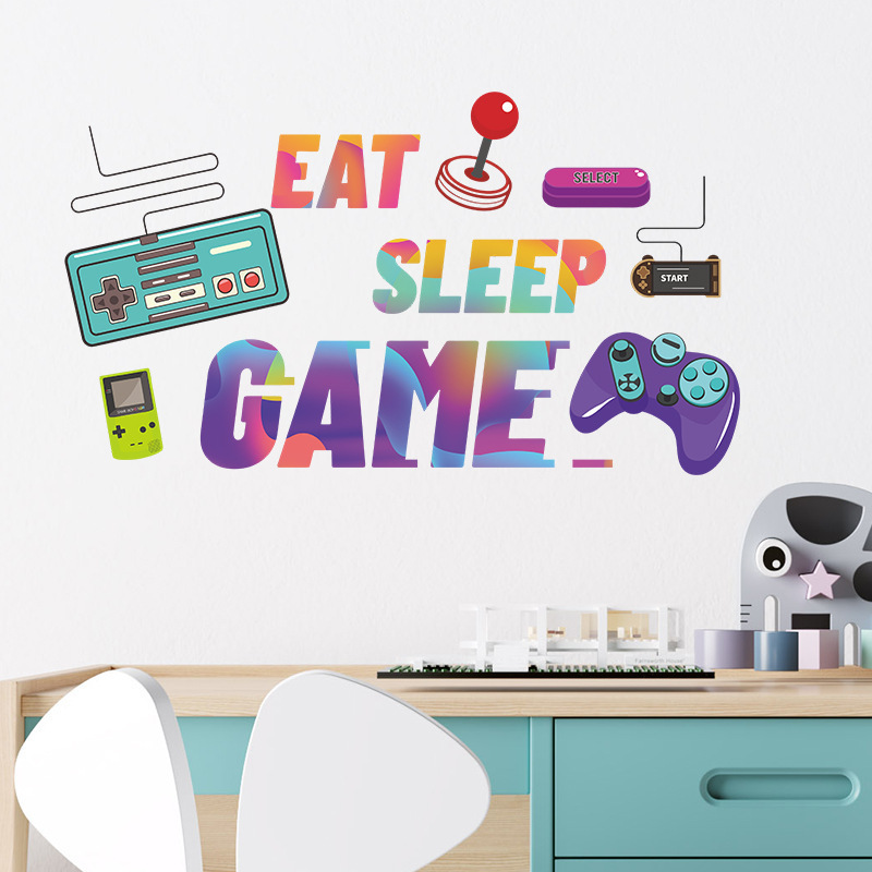 Creative Game Controllers Vinyl Wall Stickers Removable Art Decor Game Zone Loading Game Wall Stickers Peel & Stick Gamer Decals