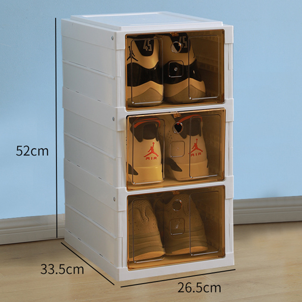 New Arrival High Quality Multifunctional Storage Cabinet Home Use Plastic Enclosed Foldable Stackable Standing Shoes Rack