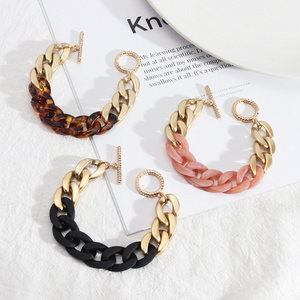 Japanese Korean Style Women Bracelet Hemp Flower Chain Shape Bangles Matte Gold Color Resin Bracelet