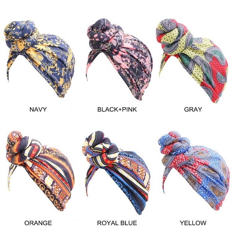 Hot Selling Funny Head Wrap Fashion Pattern Soft Cotton Turbans Colorful Print Sleeping Cap For Women Ladies