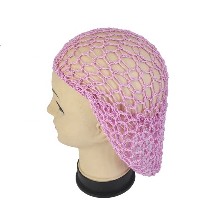 Wholesale Colorful Knitted Rayon Hair Net Pocket Soft Crocheted Snood For Elegant Women