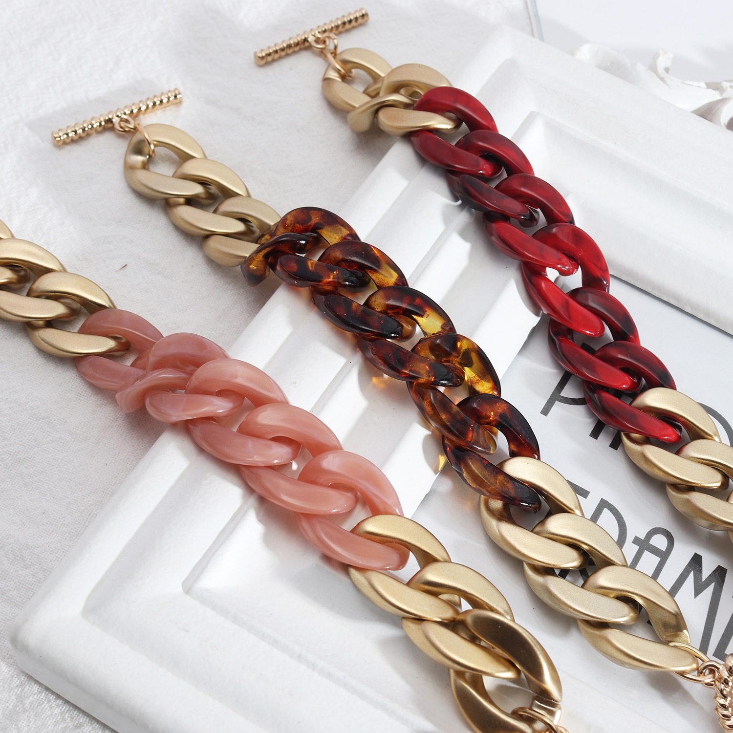 Japanese Korean Style Women Bracelet Hemp Flower Chain Shape Bangles Matte Gold Color Resin Bracelet