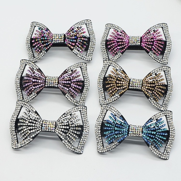 Yiwu Wholesale Women Hair Jewelry Full Crystal Alloy Hairclip Different Design Bow Shape Spring Hair Clip