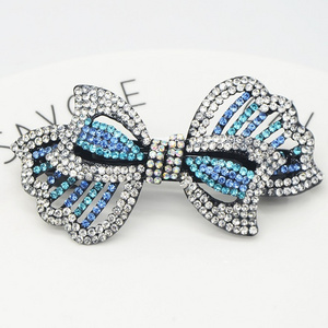 Yiwu Wholesale Women Hair Jewelry Full Crystal Alloy Hairclip Different Design Bow Shape Spring Hair Clip