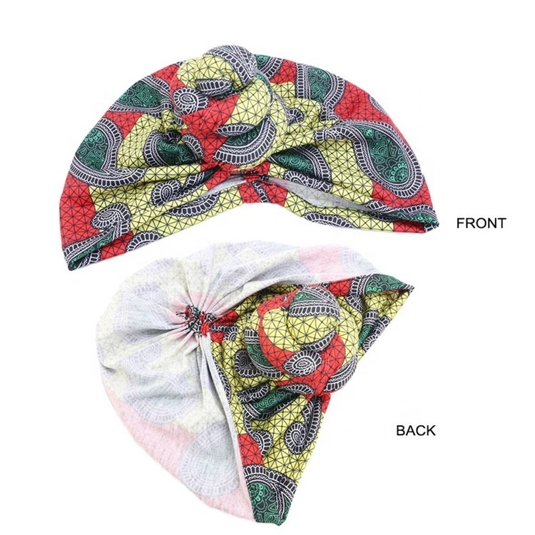 Hot Selling Funny Head Wrap Fashion Pattern Soft Cotton Turbans Colorful Print Sleeping Cap For Women Ladies