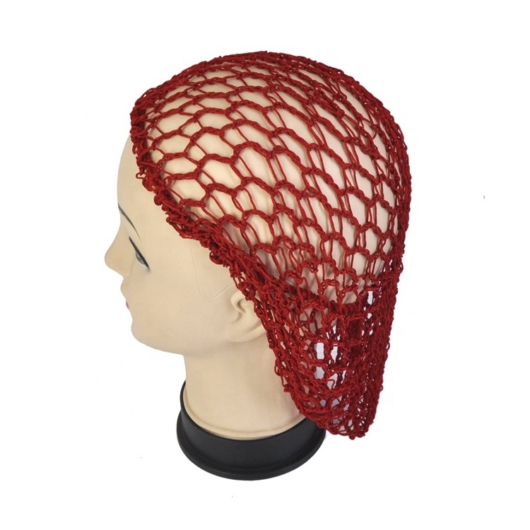 Wholesale Colorful Knitted Rayon Hair Net Pocket Soft Crocheted Snood For Elegant Women