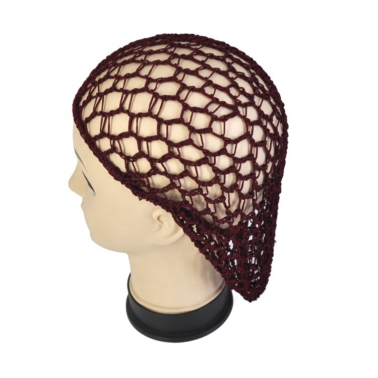 Wholesale Colorful Knitted Rayon Hair Net Pocket Soft Crocheted Snood For Elegant Women