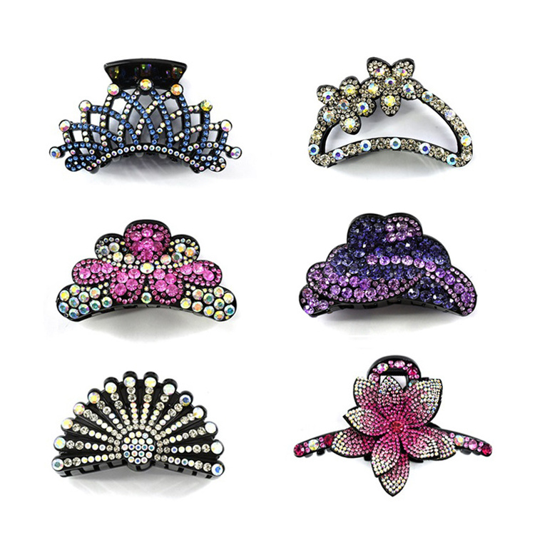 Full Rhinestone Wedding Hair Jewelry Acetate Jaw Clip Glitter Hair Claw Clips Crystal Tortoise Shell Shark Clip For Women