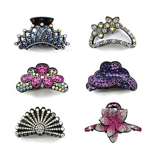 Full Rhinestone Wedding Hair Jewelry Acetate Jaw Clip Glitter Hair Claw Clips Crystal Tortoise Shell Shark Clip For Women