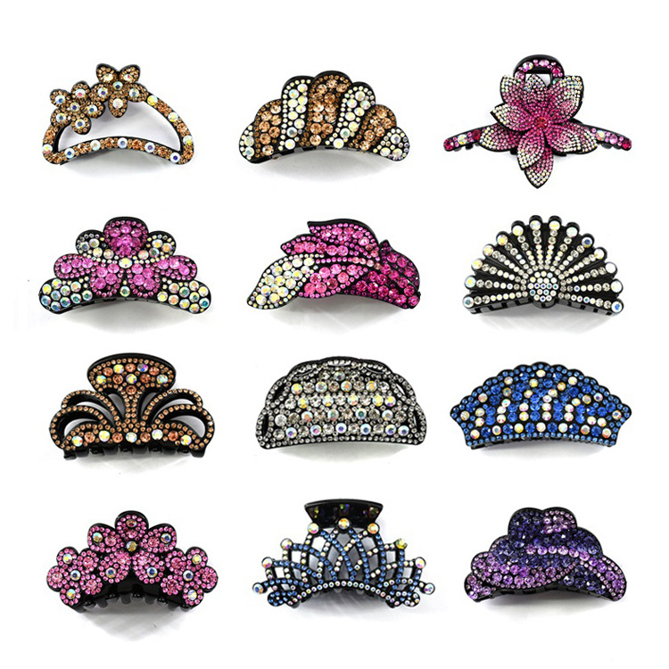 Full Rhinestone Wedding Hair Jewelry Acetate Jaw Clip Glitter Hair Claw Clips Crystal Tortoise Shell Shark Clip For Women