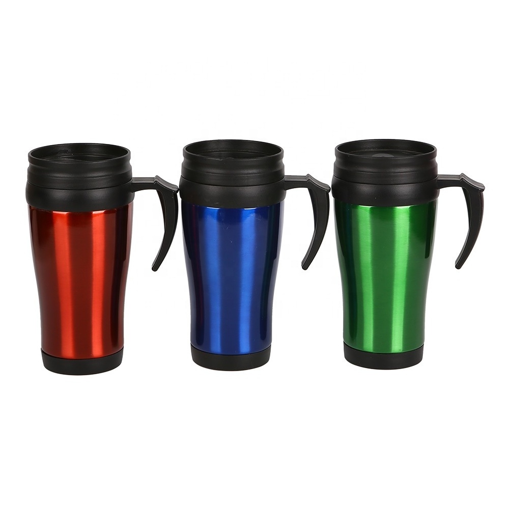 Factory sublimation blank mugs plastic inner water bottle double wall stainless steel car tumbler with lid and handle