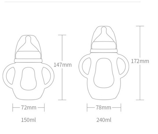 Glass Baby breast milk feeder wide diameter with straw baby nursing bottle silicone cover anti-fall baby feeding bottle