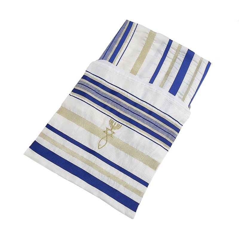 Hot sale jacquard stripe polyester yarn scarf Jewish Prayer scarf religious nation worship shawl Tallit prayer shawl