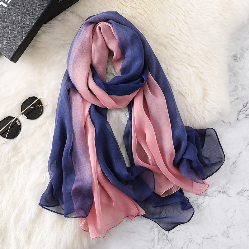 2022 spring autumn new wrinkled thick scarf women's fashion gradual sunscreen color matching air conditioning shawls