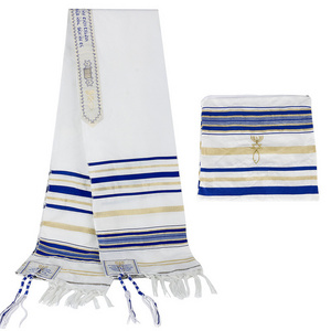 Hot sale jacquard stripe polyester yarn scarf Jewish Prayer scarf religious nation worship shawl Tallit prayer shawl