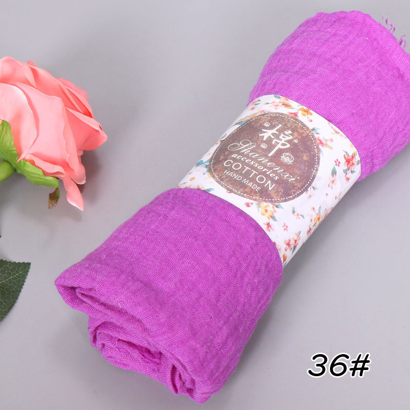 High Quality Cotton Candy Color Soft Shawl Female Pure Color Linen Muslim Hijab Scarf