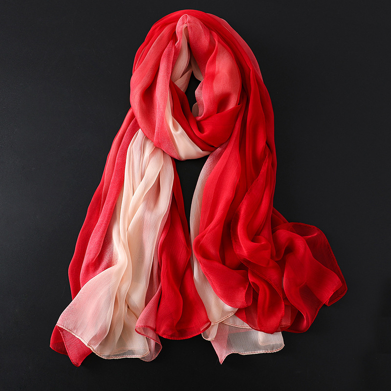 2022 New wrinkle thick women's scarf fashion gradient sun screen silk scarves color matching air conditioning shawls