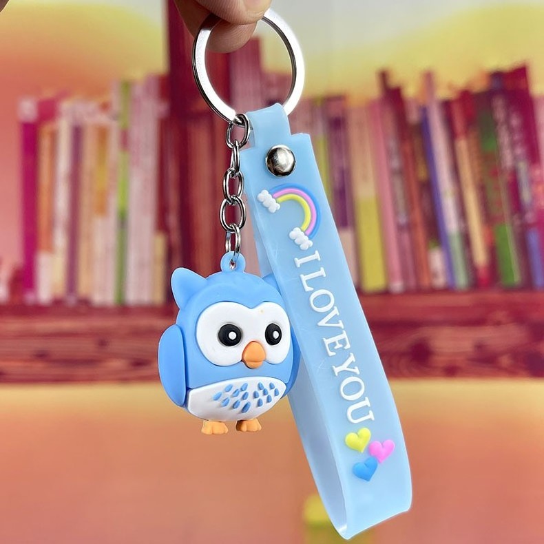 High Quality Cute Owl Car Keychain Accessories Cheap Cartoon AnimeLanyards Rubber Key Holder