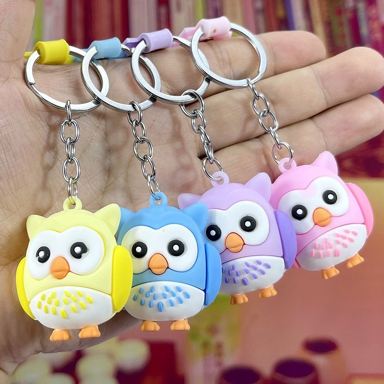 High Quality Cute Owl Car Keychain Accessories Cheap Cartoon AnimeLanyards Rubber Key Holder