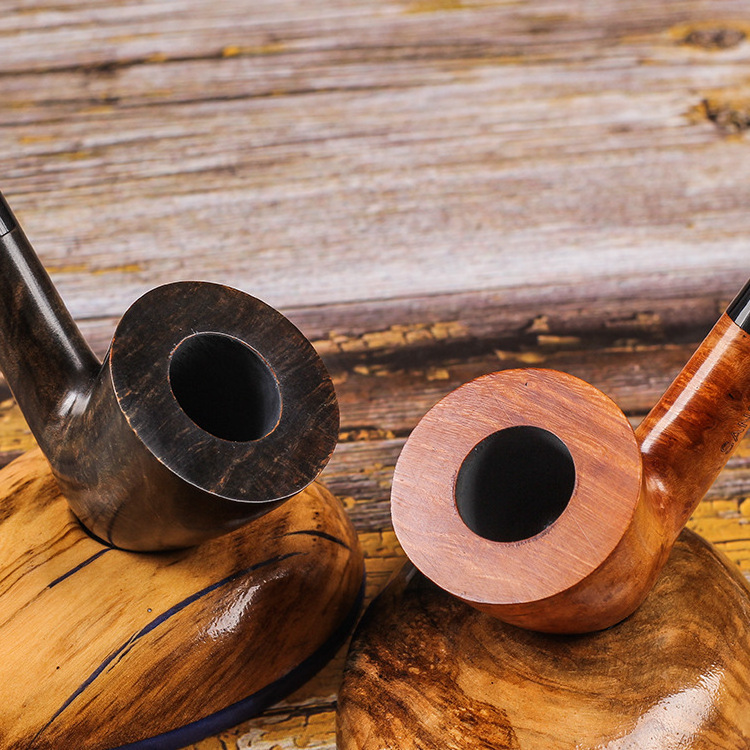 Long Handle Estate Tobacco Pipe Handmade Old Fashioned Briar Wood Smoking Pipe Men'S Curved Pipes