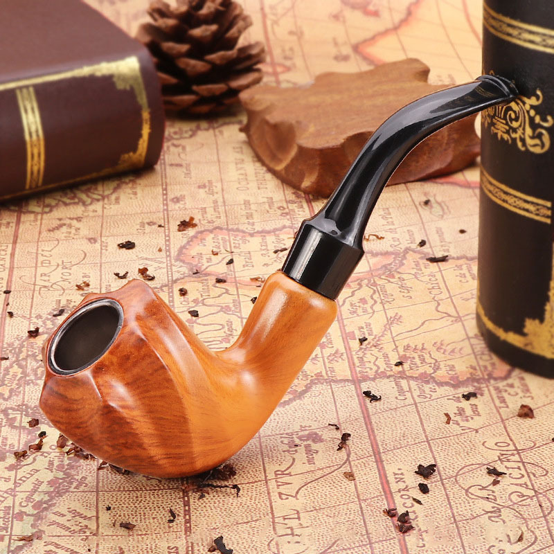 Wholesale Cheap Bent Hammer Resin Smoking Pipe Portable Filter Detachable Tobacco Pipe Wooden Pipe 20pcs