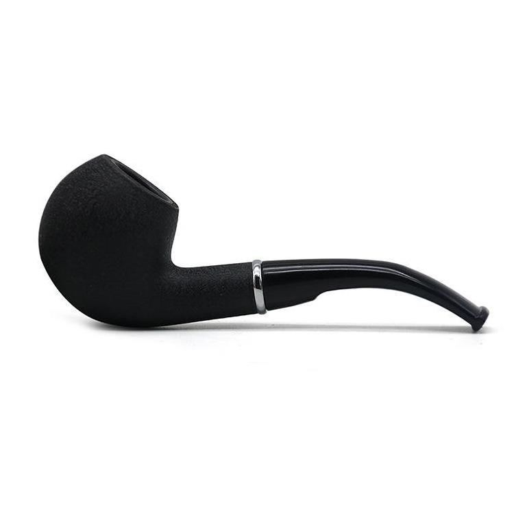 Black Frosted Resin Tobacco Pipe Men's Pipe Acrylic Bent Handle Filtered Wood Smoking Pipe