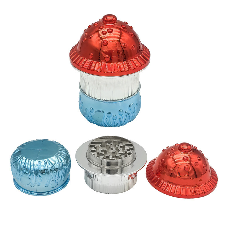 New Mushroom Style 59mm Herb Grinder Smoking Accessories Red with Storage Tobacco Grinder